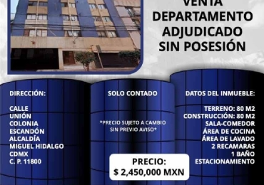 DEPARTAMENTO EN INIGUALABLE ZONA CDMX