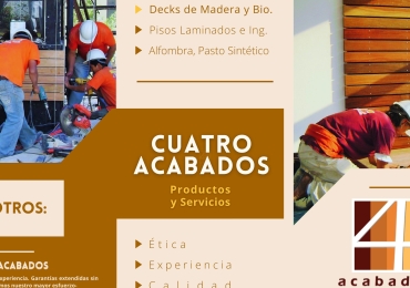 Cuatro Acabados… a toda Madera !, -laminados, alfombras, vinílicos, decks