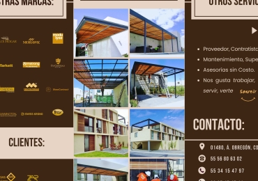 Pérgola Artesanal, fabricada a medida, de cuatro acabados, empresa 4akva2