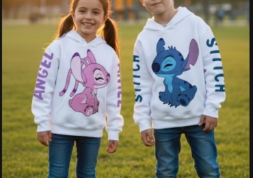 Sudadera con capucha inspirada en Stitch y Angel