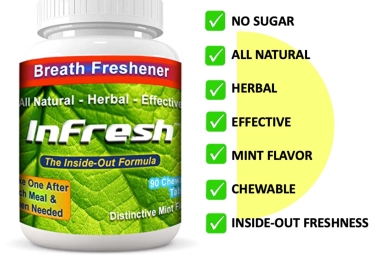InFresh Tabletas masticables para el mal aliento natural sin azucar para una frescura instantanea