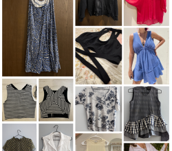 Vestidos, tops, faldas, shorts, pantalones, tops deportivos/gimnasio, shorts deportivos, equipos de gimnasio, bikinis de competencia, juego de joyería, sombreros, anillos, etc. Disponible para recolección en Playa del Carmen 77713