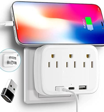 Cargador con Enchufe / 2 Puertos USB / 1 Tipo C