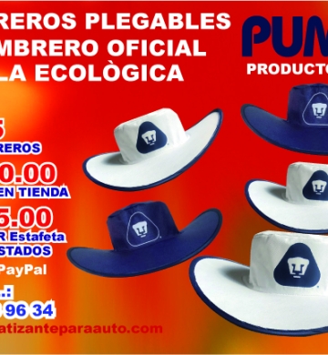 SOMBREROS PERSONALIZADOS PARA LOS PUMAS QUE VAN AL ESTADIO