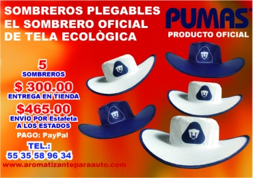 SOMBREROS PERSONALIZADOS PARA LOS PUMAS QUE VAN AL ESTADIO
