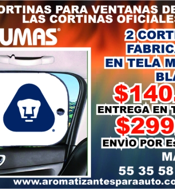 CORTINAS PARA AUTO PERSONALIZADAS CON MUCHA GARRA DE LOS PUMAS