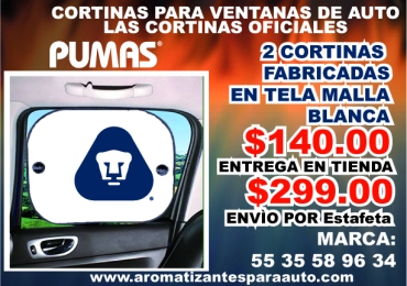 CORTINAS PARA AUTO PERSONALIZADAS CON MUCHA GARRA DE LOS PUMAS