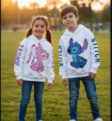 Sudadera con capucha inspirada en Stitch y Angel