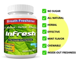 InFresh Tabletas masticables para el mal aliento natural sin azucar para una frescura instantanea