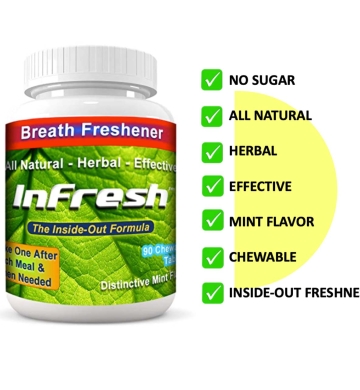 InFresh Tabletas masticables para el mal aliento natural sin azucar para una frescura instantanea