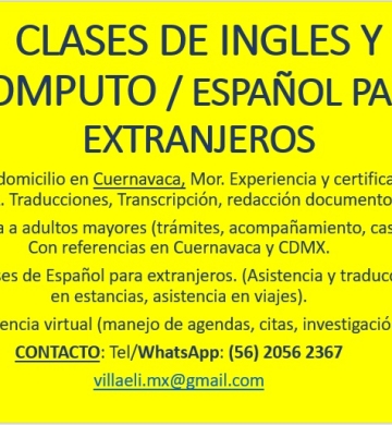INGLES ADULTOS MAYORES / SPANISH LESSONS CUERNAVACA