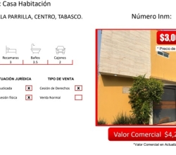 Casa sola de 4 recamaras – Tabasco RECUPERACIÓN INMOBILIARIA