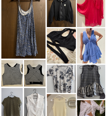 Vestidos, tops, faldas, shorts, pantalones, tops deportivos/gimnasio, shorts deportivos, equipos de gimnasio, bikinis de competencia, juego de joyería, sombreros, anillos, etc. Disponible para recolección en Playa del Carmen 77713