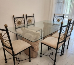 Vendo precioso comedor de cantera y herrería