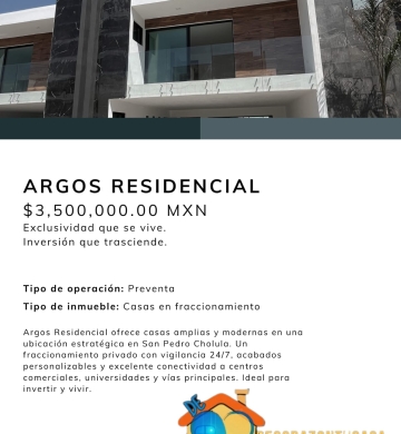CASA DE LUJO ARGOS RESIDENCIAL 3,500,000.00 MXN
