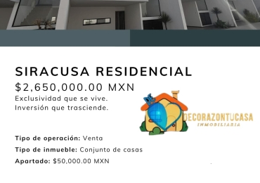 CASA EN VENTA SIRACUSA RESIDENCIAL SAN ANDRES CHOLULA