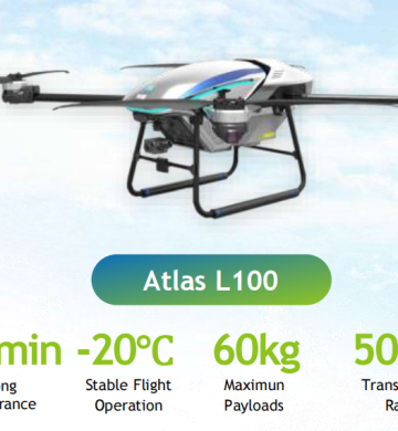 El dron Atlas L100 Dron con batería de litio utilizado en la limpieza de muros cortina/paneles solares, izado logístico y lucha contra incendios forestales