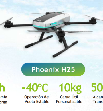 Phoenix H25  Drones  Impulsados por Hidrógeno para levantamientos  topográficos, seguridad forestal, inspección de parques eólicos  Cámara EO, altavoz, foco de  búsqueda, etc. e inspección marítima